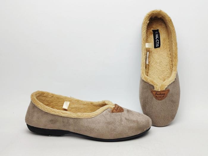 Chausson ballerine femme à pas cher tendance velours taupe NOCTIS bodega