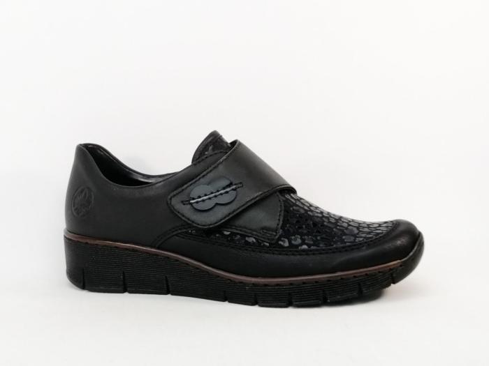 Chaussure hallux valgus femme pieds sensibles et larges RIEKER 537C0 cuir souple
