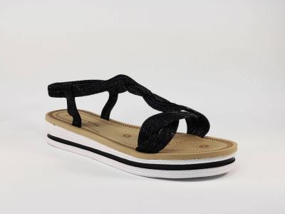 Sandale femme tendance et pas cher noir semelle paisse LAURA MODE WL#055