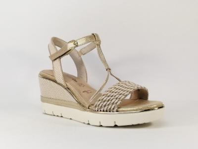 Sandale chic compensée en destockage TAMARIS 28315 or pour femme