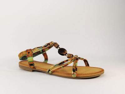 Sandales plates camel  pas cher en grande pointure femme STEPHAN wsl22A