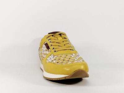 Sneakers cuir jaune tendance femme destockage CARMELA 67279