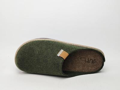 Chausson homme confortable semelle amovible dessus kaki feutre recycle OUF Mynes