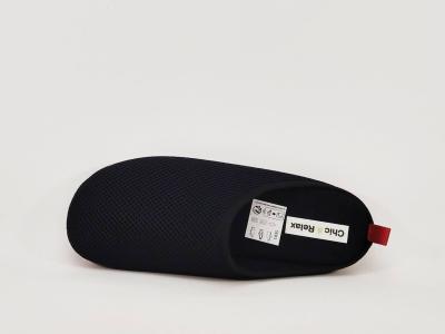 Chausson mule été homme toile noire nid d'abeille pieds sensibles CHIC RELAX duchene