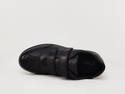 Chaussures homme pieds larges grand confort cuir noir à velcro destockage IMAC 851490