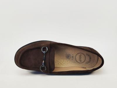 Mocassin compensé femme marron chocolat confortable semelle cuir SWEET'R decalant pas cher