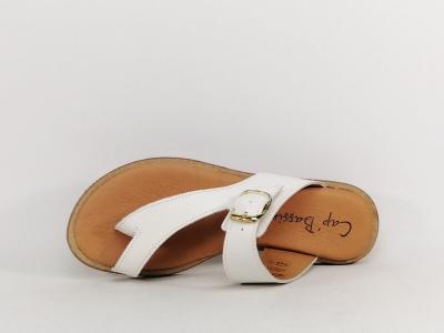 Mule plate femme cuir blanc confortable tong chic à pas cher CAP BASSIN 25060