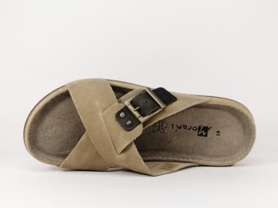 Mule confortable tout cuir gris MORAN'S Perrex pour homme
