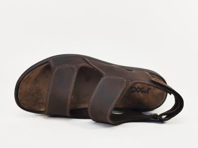 Sandale de marche homme confortable cuir marron à scratch destockage IMAC 753071