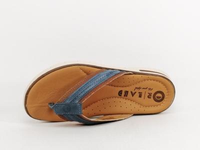 Tong homme cuir confortable ORLAND 25002 jean camel Fabrication Portugal à pas cher
