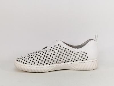 Chaussure femme sans lacet cuir blanc souple et confortable RIEKER N0965 original