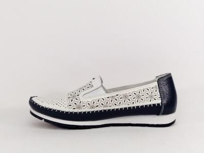 Mocassin femme cuir blanc marine souple confortable SWEET'R macadamia à pas cher