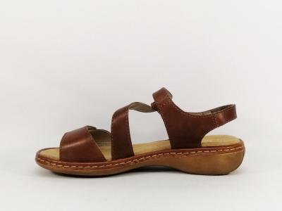 Sandale femme confort RIEKER 659C7 cuir camel à velcro