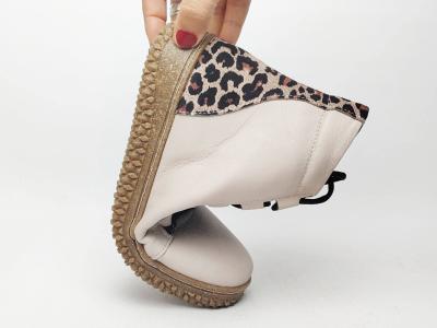 Basket montante femme cuir souple beige leopard confortable tendance PEDRO TORRES 877BON1
