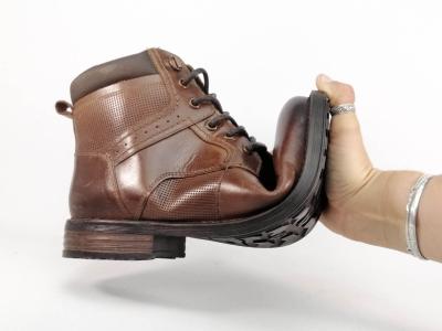 Chaussure chic montante homme cuir marron destockage MORAN'S tobila confortable zip lacets