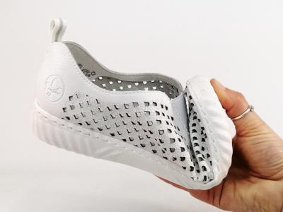 Chaussure femme sans lacet cuir blanc souple et confortable RIEKER N0965 original