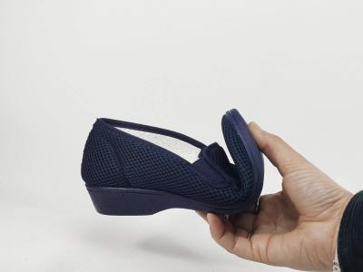 Chaussure femme pieds sensibles toile légère nid d'abeille souple marine SOCA 0620 compensé