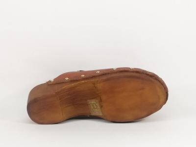 Sabot femme cuir et bois destockage TROPEZIENNES tonsabo camel à pas cher