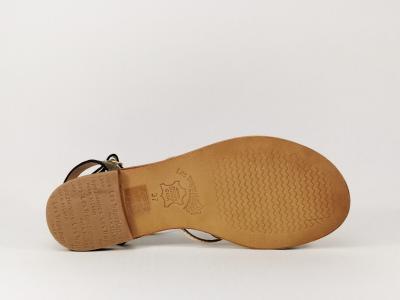 Sandale en cuir kaki or destockage TROPEZIENNES Hironbuc pour femme