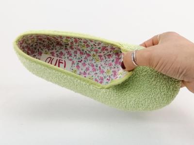 Chausson ballerine femme été pied sensible souple vert en éponge OUF clores