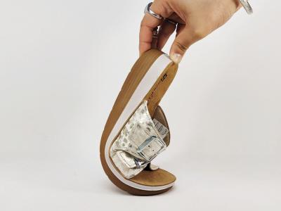 Claquette femme confortable semelle cuir tendance MORAN'S drure blanc compensé à pas cher