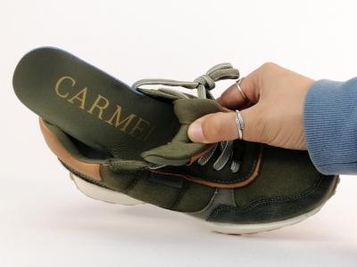 Sneakers femme chic et confortable cuir kaki destockage CARMELA 160862