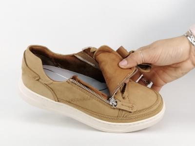 Basket tendance femme cuir camel chic et confort destockage TAMARIS 23707