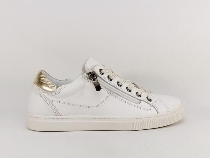 Basket femme cuir blanc souple et confortable à pas cher destockage COTEMER elkena cuir plissé effet vieilli