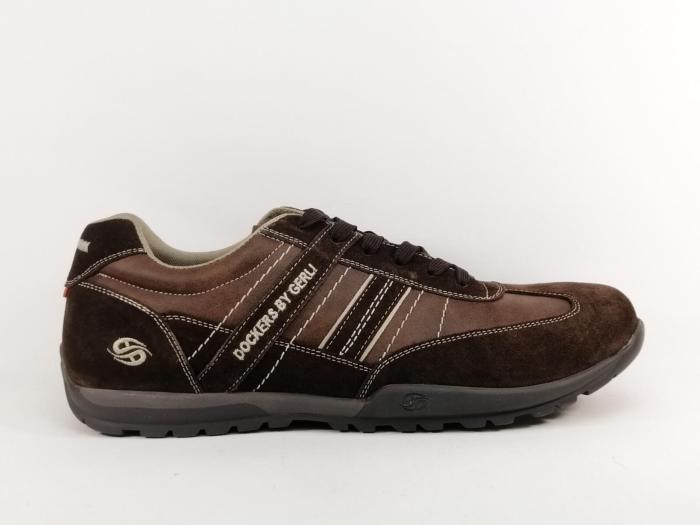 Basket homme grande pointure cuir marron confortable DOCKERS 54HT001 tendance