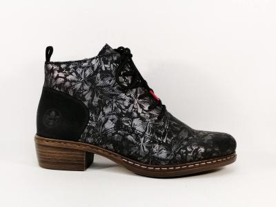 Bottine chic et originale à lacets RIEKER Y0830 petit talon confortable femme