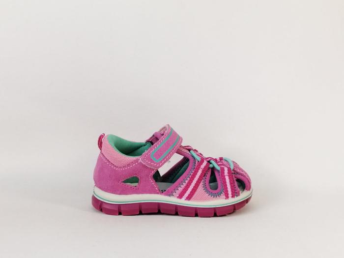 Chaussure bébé fille d'été semi ouverte cuir rose confortable à scratch destockage IMAC 184013