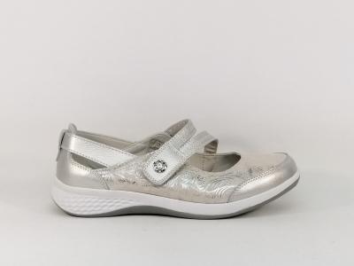 Chaussure été femme confortable babies cuir souple argent SWEET'R mapy