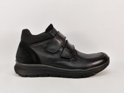 Chaussures montantes homme à scratch confort cuir noir souple destockage IMAC ARA 653905