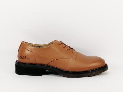 Derby KICKERS cuir camel alphaderb en destockage à prix cassé pour femme