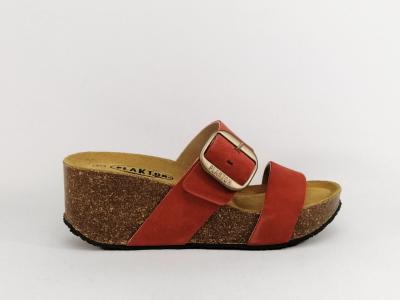 Mule compensée femme confortable cuir terracota PLAKTON so rock fabrication Espagne