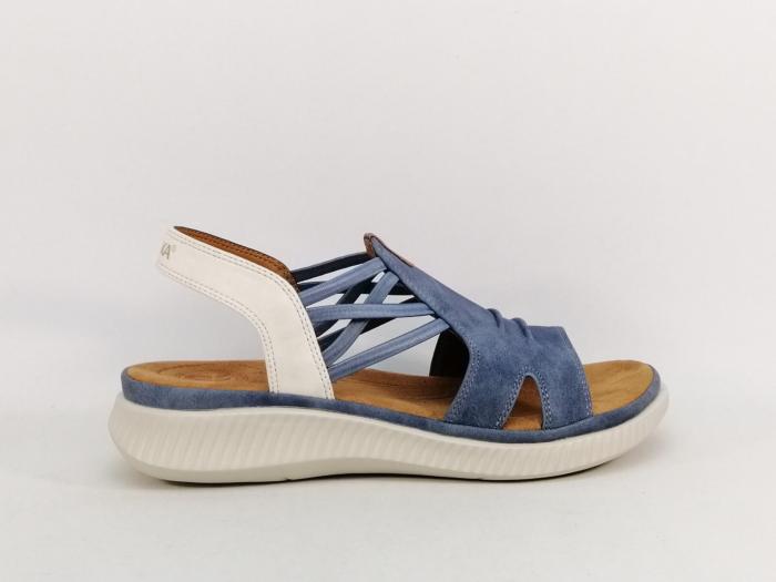 Sandale femme à élastiques confortable bleu jean semelle mémoire de forme ROMIKA 74R009200800