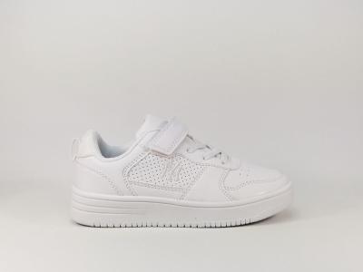 Sneakers tendance simili cuir blanc NY destockage à pas cher pour enfant