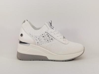 Sneakers compensée toile blanche destockage XTi 42593 femme