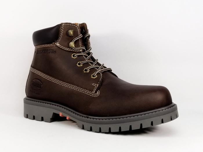 Boots homme cuir marron de travail résistante et confort DOCKERS 53AX003 à lacets