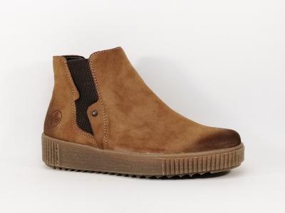 Bottillon camel fourré très confortable avec zip RIEKER Y6461 femme