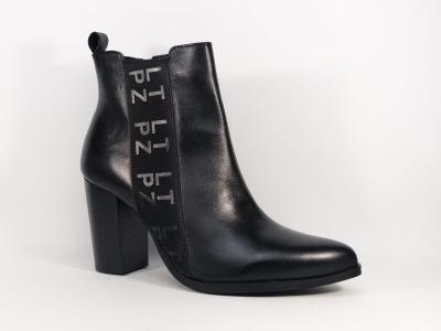 Bottine femme cuir noir  talon haut destockage TROPEZIENNES krisp
