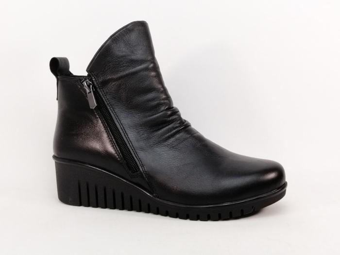 Bottines compensées femme cuir noir souple confortable double zip PEDRO TORRES 2003ES