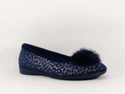 Chaussons ballerine femme chic et confortable velours marine ZEL'S 2395