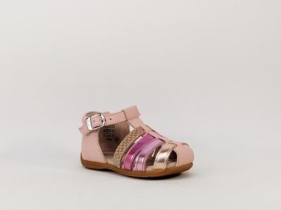 Chaussure d't cuir rose pour fille bb destockage ASTER Ofilie