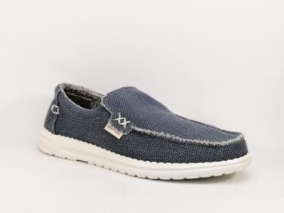 Chaussure sans lacets homme en toile bleu confortable NAVY SAIL nsm119907