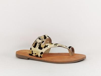 Mule leopard femme chic cuir destockage TROPEZIENNES declic  pas cher