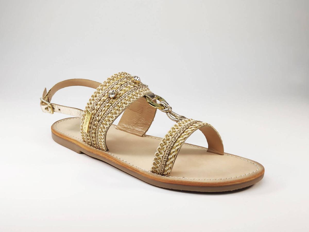 Sandale femme cuir doré destockage TROPEZIENNES I Pointure ...