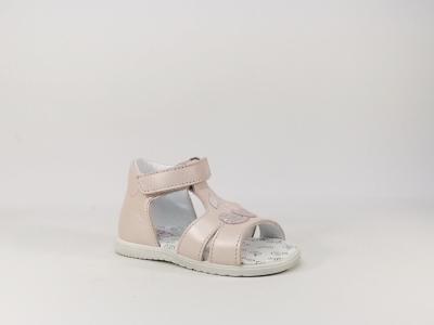 Sandale fille en destockage BOPY Regalad cuir rose arrière fermé