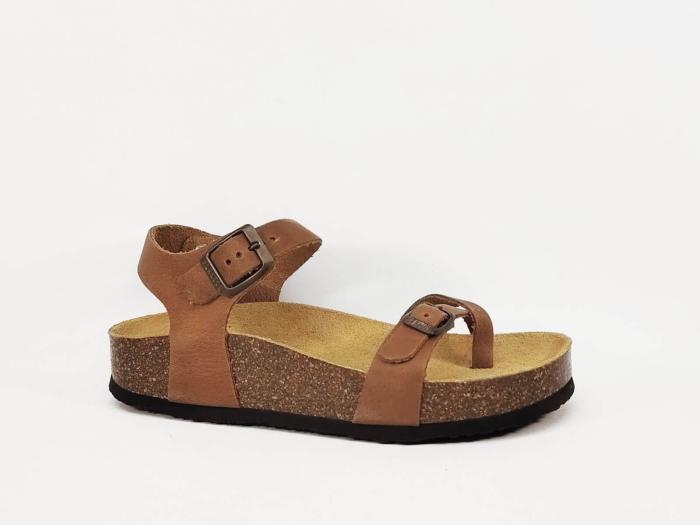 Sandale femme confortable cuir souple marron PLAKTON cp zomba cuero fabrication Espagne