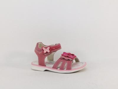 Sandale fille cuir rose confortable chic à pas cher en destockage HAPPY BEE B144594
